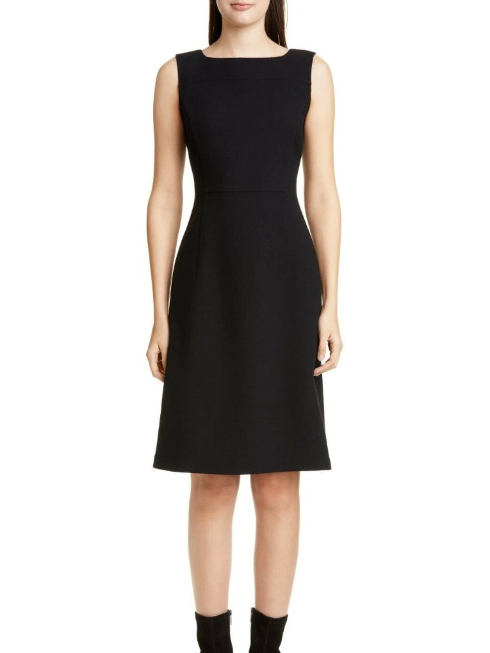 LAFAYETTE 148 New York Black Nouveau Wool Crepe Seamed Dress SZ 2 NEW $548
